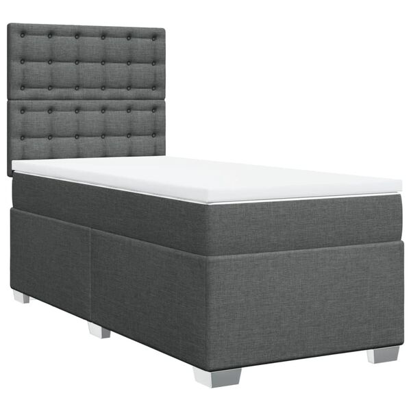 vidaXL Boxspring posteľ s matracom tmavosiv&aacute; 90x190 cm l&aacute;tka