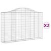 vidaXL Obl&uacute;kov&eacute; gabionov&eacute; ko&scaron;e 2 ks 200x30x120/140 cm pozink. železo