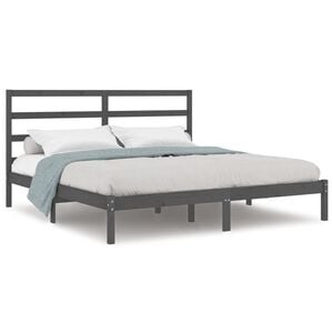 vidaXL R&aacute;m postele siv&yacute; borovicov&yacute; mas&iacute;v 200x200 cm