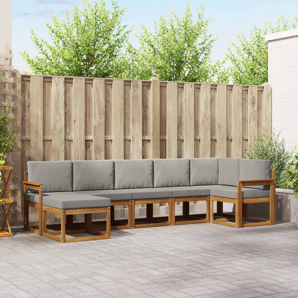 vidaXL Z&aacute;hradn&aacute; s&uacute;prava gaučov s vank&uacute;&scaron;om 7 pcs Pr&iacute;rodn&aacute; a svetlosiv&aacute;