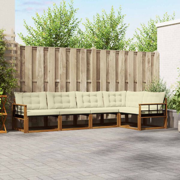 vidaXL Z&aacute;hradn&aacute; s&uacute;prava gaučov s vank&uacute;&scaron;om 5 pcs Pr&iacute;rodn&aacute; a kr&eacute;mov&aacute;