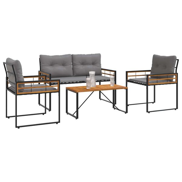vidaXL Záhradný nábytok s vankúšom 4 pcs Svetlosivá