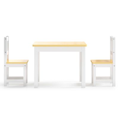 vidaXL 3-dielna súprava detského stola a stoličiek biela a béžová MDF