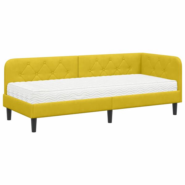 vidaXL Rohov&yacute; r&aacute;m postele s matracmi Žlt&aacute; 80 x 200 cm Zamat