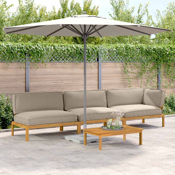 vidaXL Sada pohoviek s vank&uacute;&scaron;om 4 pcs Sivohned&aacute; Pevn&eacute; ak&aacute;ciov&eacute; drevo