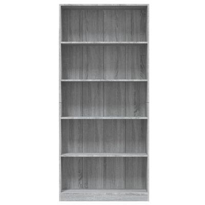 vidaXL 5-poschodová knižnica sivá sonoma 80x24x175 cm spracované drevo