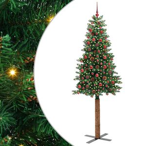 vidaXL &Uacute;zky vianočn&yacute; stromček s 300 LED-i so stojanom Zelen&aacute; 210 cm