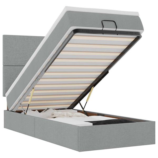 vidaXL Osmansk&aacute; posteľ s matracom svetlosiv&aacute; 100x200 cm l&aacute;tka