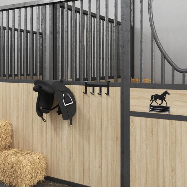 vidaXL Vešiak na uzdu so 4 háčikmi čierny oceľ