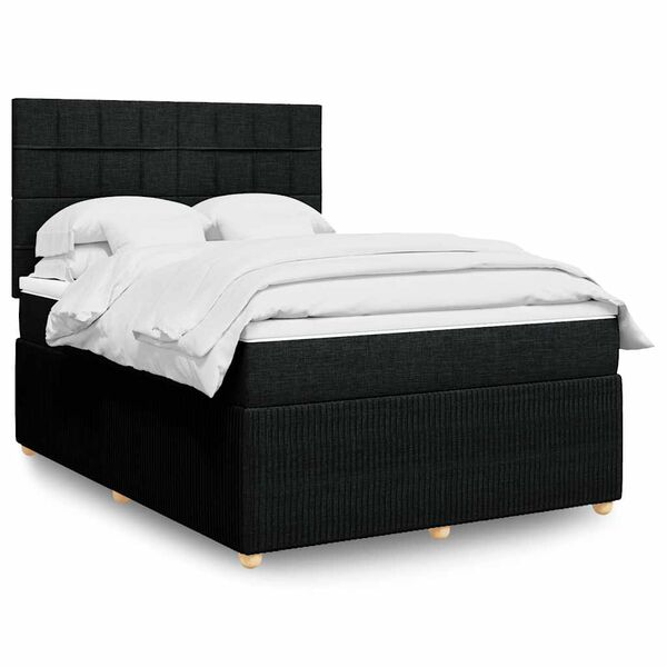 vidaXL Posteľn&yacute; r&aacute;m boxspring s matracom čierny 160x200 cm l&aacute;tka