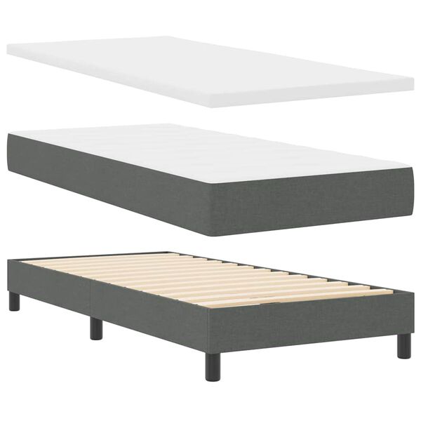 vidaXL Posteľ boxspring s matracom s matracmi Tmavo &scaron;ed&aacute; 90 x 200 cm