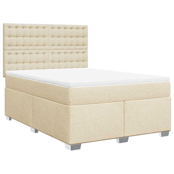 vidaXL Boxspring posteľ s matracom kr&eacute;mov&yacute; 140x190 cm l&aacute;tka