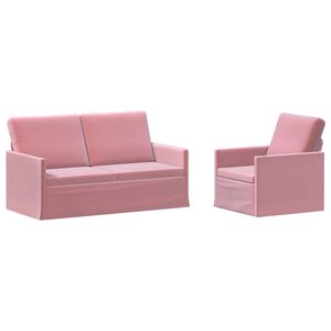 vidaXL Sada pohoviek 2 pcs Ružov&aacute; Zamat