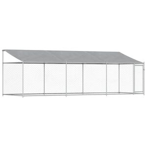 vidaXL Klietka pre psa so strechou a dverami siv&aacute; 6x2x2 m pozink. oceľ