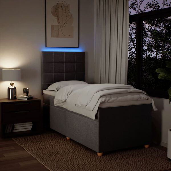 vidaXL Posteľn&yacute; r&aacute;m boxspring s matracom sivohned&yacute; 90x190 cm l&aacute;tka