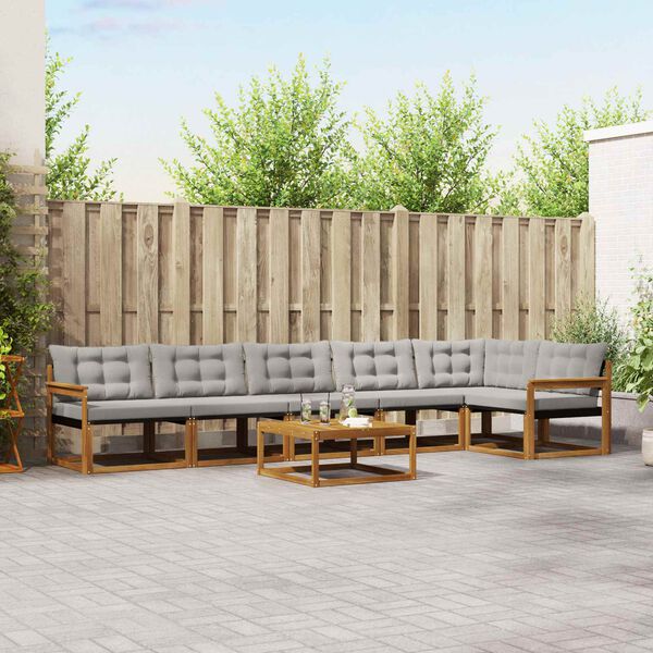 vidaXL Z&aacute;hradn&aacute; s&uacute;prava gaučov s vank&uacute;&scaron;om 7 pcs Pr&iacute;rodn&aacute; a svetlosiv&aacute;