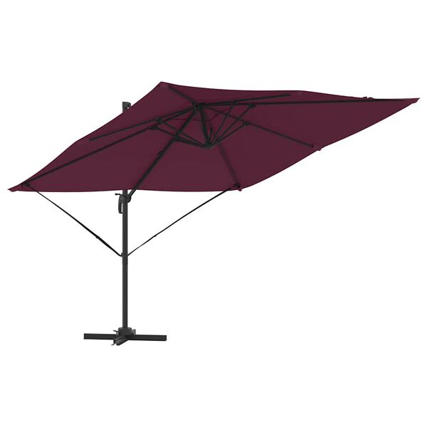 vidaXL Roma Parasol Červená 286 x 285 x 265 cm Polyester a hliník