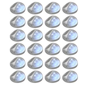 vidaXL Vonkaj&scaron;ie sol&aacute;rne n&aacute;stenn&eacute; LED lampy 24 ks okr&uacute;hle strieborn&eacute;