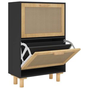 vidaXL Botn&iacute;k čierny 52x25x80 cm spracovan&eacute; drevo a pr&iacute;rodn&yacute; ratan