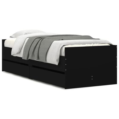 vidaXL Rám postele so zásuvkami čierny 75x190 cm malé jednolôžko