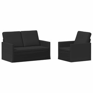 vidaXL Sada pohoviek 2 pcs Čierna L&aacute;tka