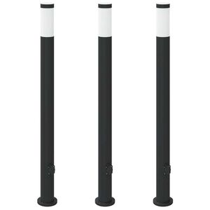 vidaXL Stĺpikov&eacute; svetl&aacute; so z&aacute;suvkou 3 ks 110 cm nehrdzavej&uacute;ca oceľ IP44