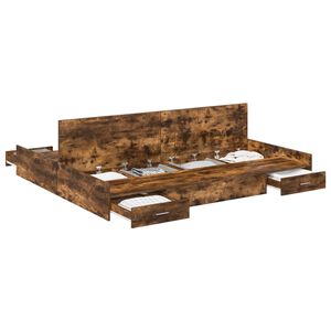 vidaXL R&aacute;m postele s &uacute;ložn&yacute;m prostorem Dymov&aacute; dub 200 x 200 cm