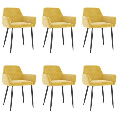 vidaXL Jedálenské stoličky 6 ks horčicovo-žlté zamat