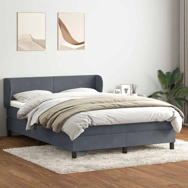 vidaXL Posteľn&yacute; r&aacute;m boxspring s matracom tmavosiv&yacute; 140x220 cm zamat
