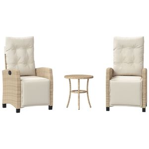 vidaXL 3-dielna bistro s&uacute;prava s podložkami b&eacute;žov&aacute; polyratan