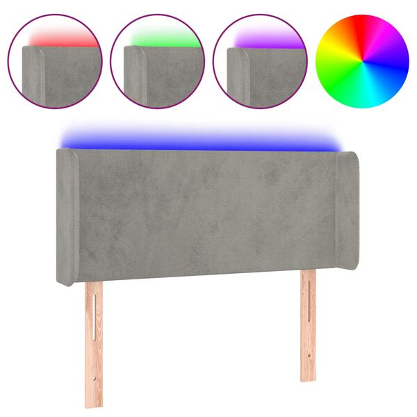 vidaXL Čelo postele s LED bledosiv&eacute; 103x16x78/88 cm zamat