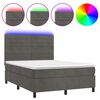 vidaXL Posteľ boxsping s matracom a LED tmavosiv&aacute; 140x190 cm zamat