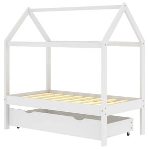 vidaXL Detsk&yacute; posteľn&yacute; r&aacute;m so z&aacute;suvkou biely 70x140 cm borovica