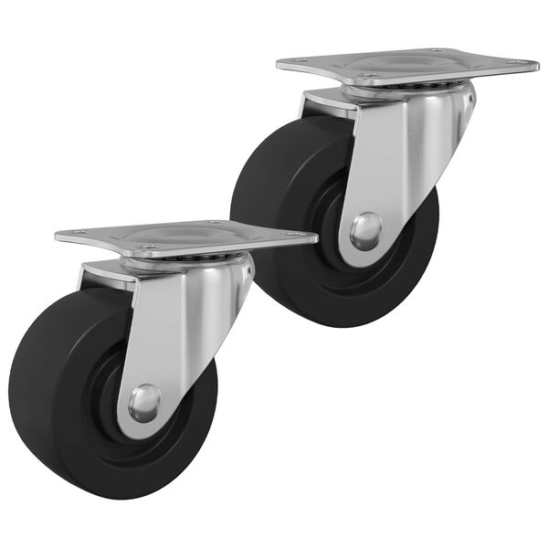 vidaXL Otočn&eacute; koliesko 2 pcs Strieborn&aacute; 60 x 60 x 50 mm Železo a nylon