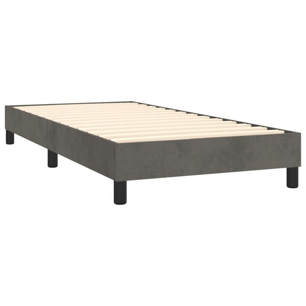 vidaXL Posteľn&yacute; r&aacute;m boxspring s matracom tmavosiv&yacute; 90x200 cm zamat