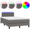 vidaXL Boxspring posteľ s matracom a LED, siv&aacute; 120x190 cm, umel&aacute; koža