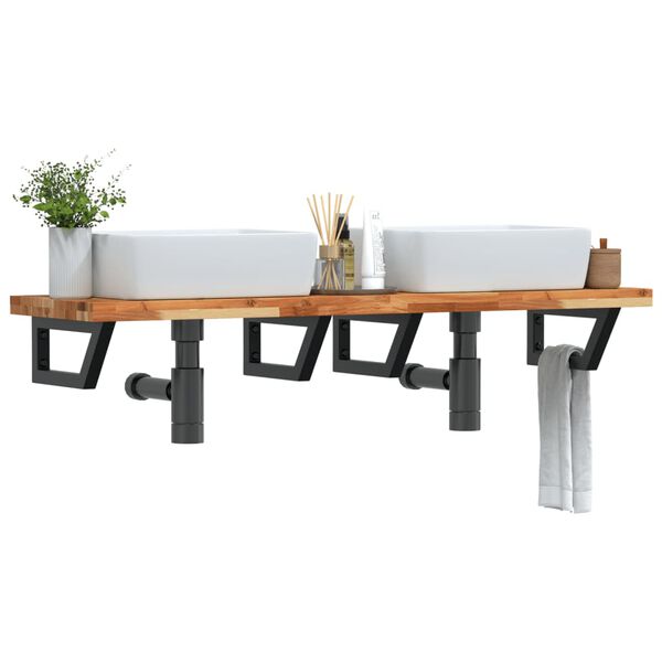 vidaXL Polica pod um&yacute;vadlo n&aacute;stenn&aacute; oceľ a ak&aacute;ciov&yacute; mas&iacute;v