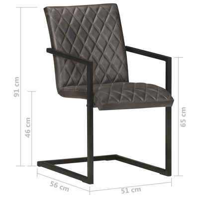 vidaXL Konzolové jedálenské stoličky 6 ks sivé pravá koža