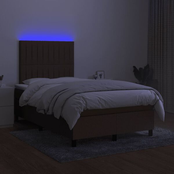 vidaXL Boxspring posteľ s matracom a LED tmavohned&aacute; 120x190 cm l&aacute;tka