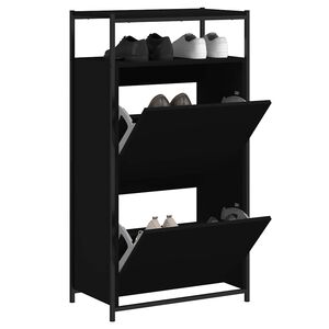 vidaXL Botn&iacute;k čierny 60x34x112 cm kompozitn&eacute; drevo