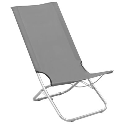 vidaXL Skladacie plážové stoličky 2 ks sivé látka