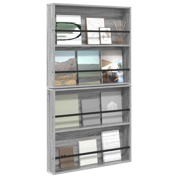 vidaXL Reg&aacute;l na časopisy s poličkou 2 pcs Siv&yacute; Sonoma 80 x 12 x 70 cm