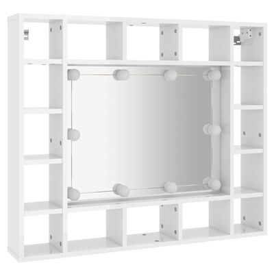 vidaXL LED kúpeľňová zrkadlová skrinka lesklá biela 91x15x76,5 cm