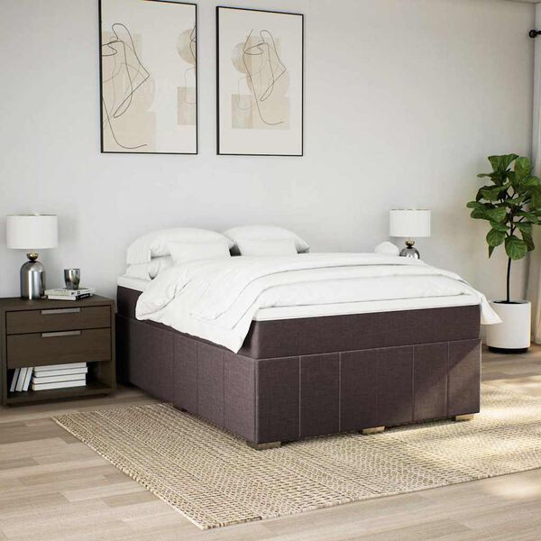 vidaXL Boxspring posteľ s matracom tmavohned&aacute; 140x190 cm l&aacute;tka