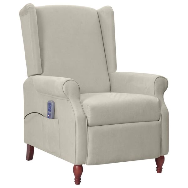 vidaXL Sklápacie masážne kreslo, svetlosivé, mikrovlákno