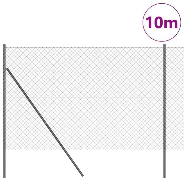 vidaXL Stĺp na plot. Sivá 10 x 1,6 m (40 x 40 mm sieťovina) Ocel a PVC