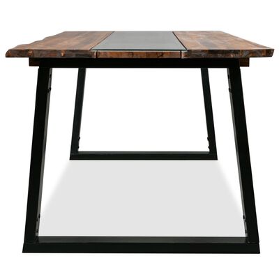 vidaXL Jedálenský stôl z agátového dreva a skla, 180x90x75 cm