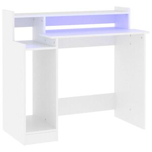 vidaXL St&ocirc;l s LED svetlami, biely 97x45x90 cm, kompozitn&eacute; drevo