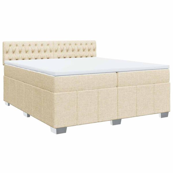 vidaXL Boxspring posteľ s matracom kr&eacute;mov&aacute; 200x200 cm l&aacute;tka