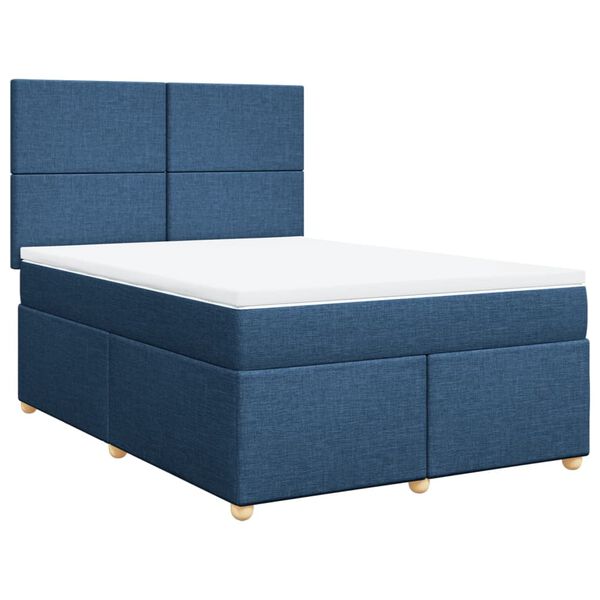 vidaXL Posteľn&yacute; r&aacute;m boxspring s matracom modr&yacute; 160x200 cm l&aacute;tka